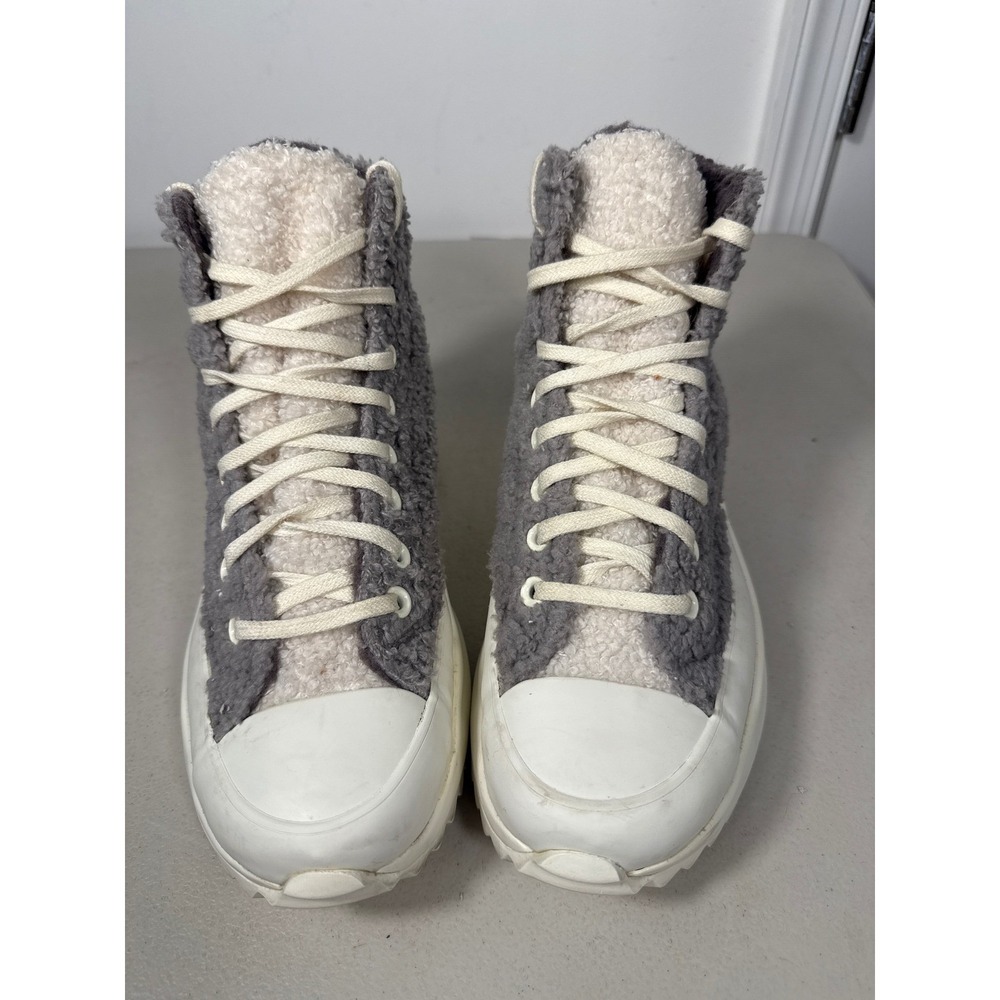 Converse Run Star Hike High Top Sherpa Fleece Grey Cream Platform Sneakers